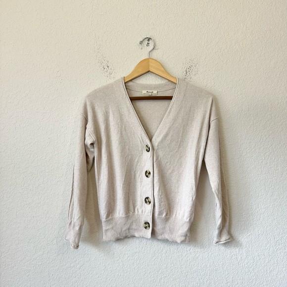 Madewell Sweaters - MADEWELL (Re)sourced Cashmere Carlyn V-Neck Cardigan Sweater Cream
